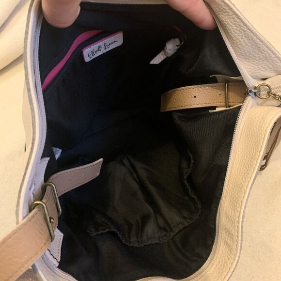 Elliot Lucca Black White Leather Purse Shoulder Strap Tassle - Picture 7 of 9